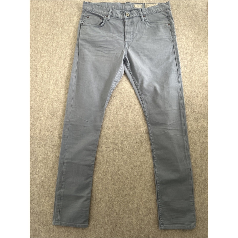 AllSaints Skinny Fit Jeans Mens 32x32 Light Blue Sodium Cigarette Button Fly